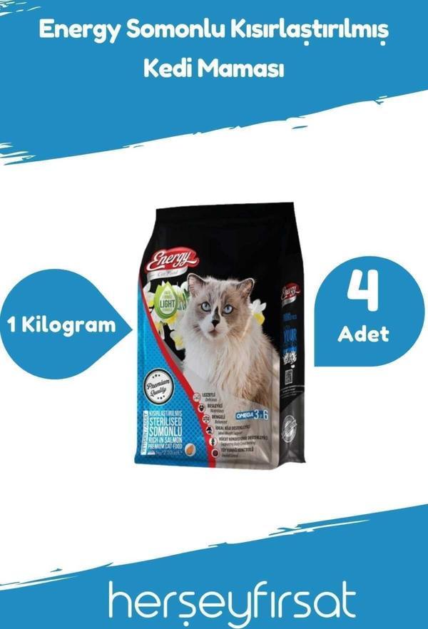 Energy Somonlu Yetişkin Kedi Maması 1 Kilogram-4 Adet - Image 1