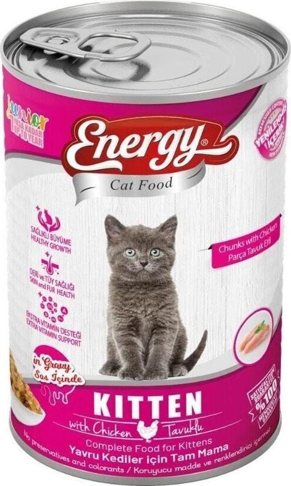 Energy Tavuklu Yavru Kedi Maması-400 Gram-12 Konserve - Image 1
