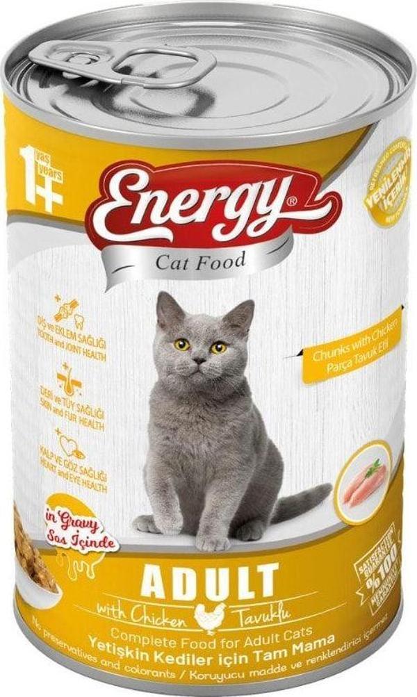 Energy Tavuklu Yetişkin Kedi Maması-400 Gram-12 Konserve - Image 1