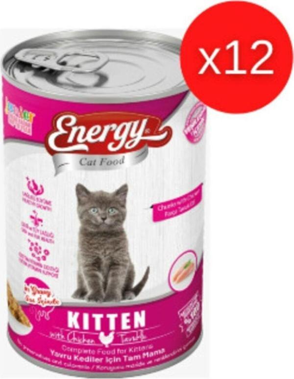 Energy Cat Food Tavuklu Yavru Konserve Islak Kedi Maması – 400 G 12 Adet - Image 1