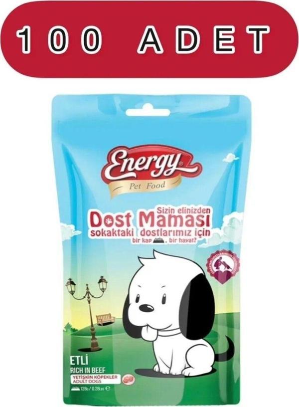 Energy Etli Dosluk Köpek Maması 125 Gram 100 Adet - Image 1