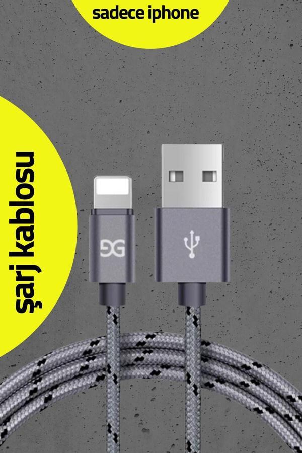 Herşey Fırsat Apple Iphone Uyumlu Usb Hızlı Şarj Ve Data Kablosu-Gri-1 Metre - Image 1