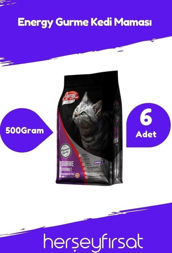 Energy Gurme Yetişkin Kedi Maması 500 Gram-6 Adet - Image 1