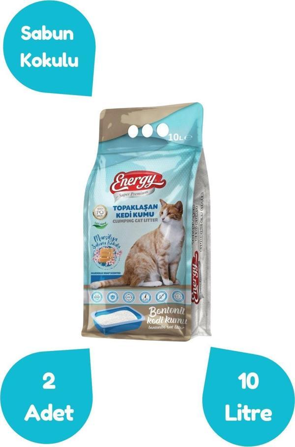 Energy Ince Taneli Sabun Kokulu Kedi Kumu-10 Litre-2 Adet - Image 1