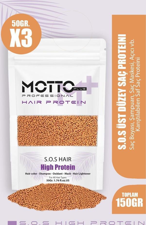 Motto Plus Professional Acil Kurtarma Saç Proteini Saç Boyama ve Renk Açma İşlemlerinde Yıpranmaya Karşı Etkili Formül 150gr - Image 1