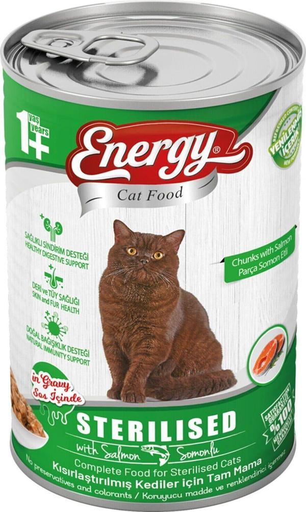 Herşey Fırsat Energy Somonlu Kısırlaştırılmış Islak Yetişkin Kedi Maması 400 Gram 72 Adet - Image 1