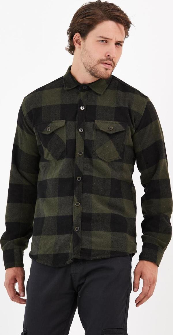 Çift Cep Kapaklı Oversize Kareli Kalın Ekose Oduncu Erkek Gömlek Ceket Shacket - Image 1