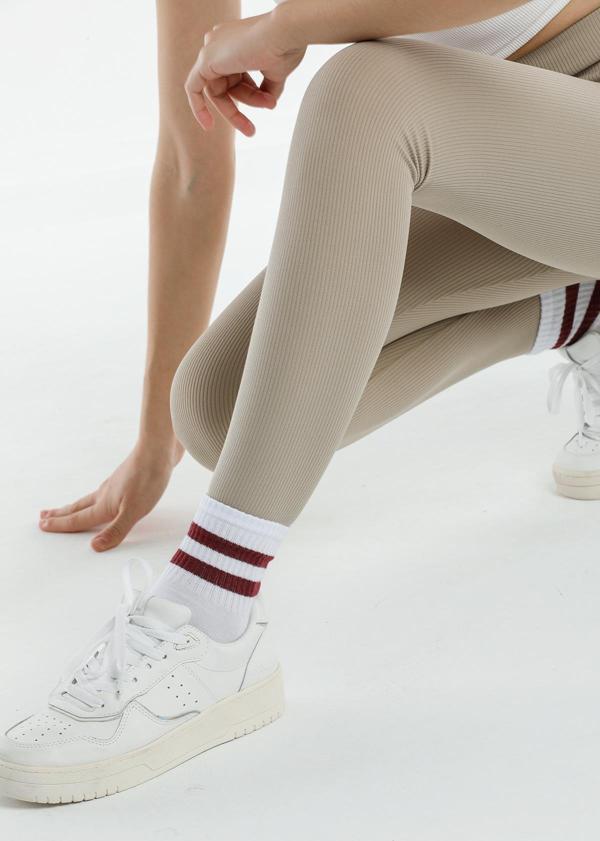 Yüksek Bel, Fitilli, Toparlayıcı interlok Beli Lastikli Örme Kadın Tayt - Image 1