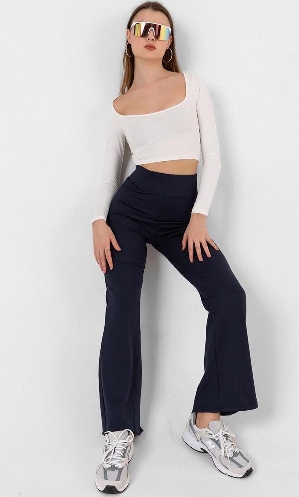 Yüksek Bel, Fitilli, Toparlayıcı Kaşkorse ispanyol fit and flare Örme Tayt - Image 1