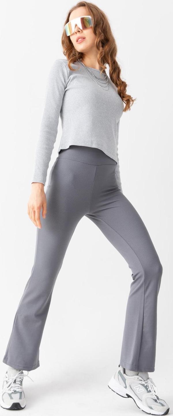 Yüksek Bel, Fitilli, Toparlayıcı Kaşkorse ispanyol fit and flare Örme Tayt - Image 1