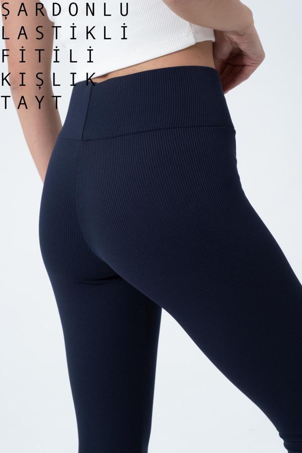 içi polarlı, LASTİKLİ, şardonlu, Fitilli, Toparlayıcı interlok Kışlık Örme Tayt @Verona - Image 1