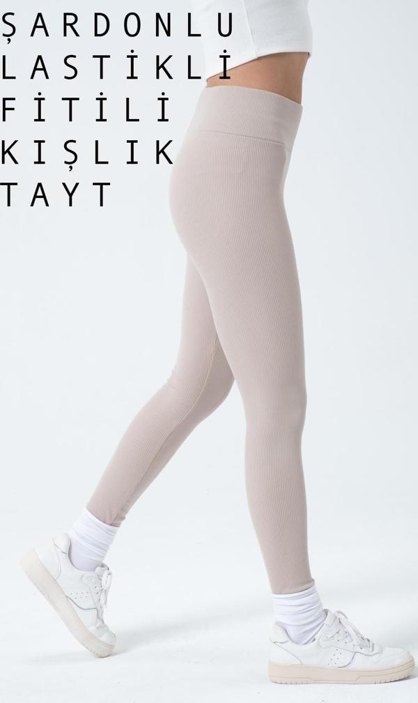 içi polarlı, LASTİKLİ, şardonlu, Fitilli, Toparlayıcı interlok Kışlık Örme Tayt @Verona - Image 1