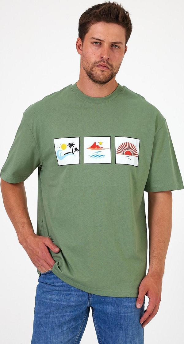 Erkek Bisiklet Yaka  Baskılı T-shirt 0210 - Image 1