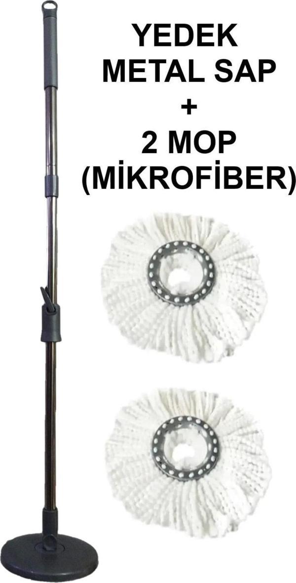 Vipix Tüm Temizlik Seti Kovalarına Uyumlu Metal Yedek Sap 2 Mop Döner Setlere Uyumlu Mikrofiber Mop Başlık - Image 1