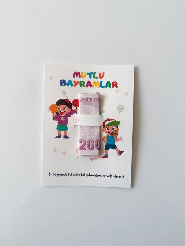 5 Adet Bayram Tebrik Kartı - Bayram Harçlık Kartı - Kurban Bayramı - Ramazan Bayramı Model 1 - Image 1