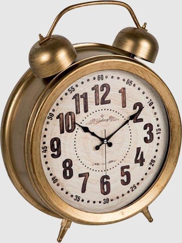 Galaxy Dekoratif Eskitmeli Çalar Saat Kadranlı Masa ve Duvar Saati 35 CM Gold - Image 1