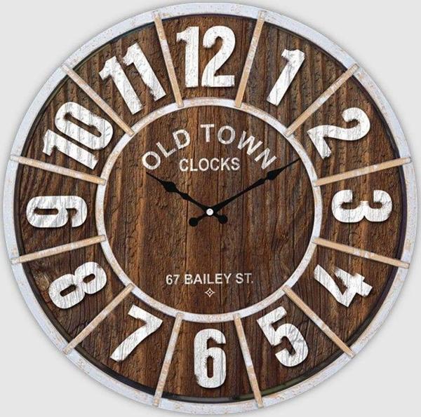Galaxy Old Town Serisi Bölme Kadranlı Duvar Saati 50 Cm Fındık -Beyaz Renkli - Image 1