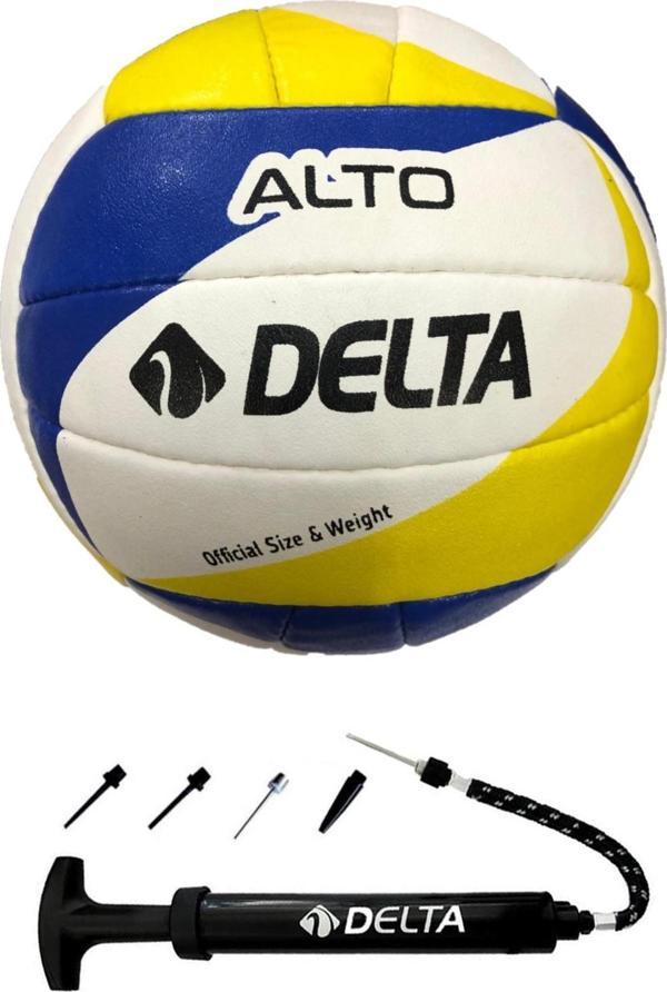 Delta Alto Özel El Dikişli 5 Numara Voleybol Topu + Çok Fonksiyonlu Top Şişirme Pompası Seti - Image 1