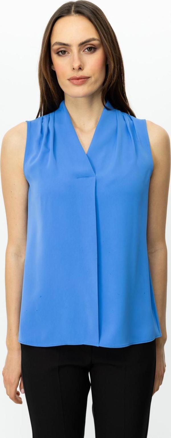 Ekol Kadın Omzu Drapeli Kolsuz Bluz 3062 Mavi - Image 1