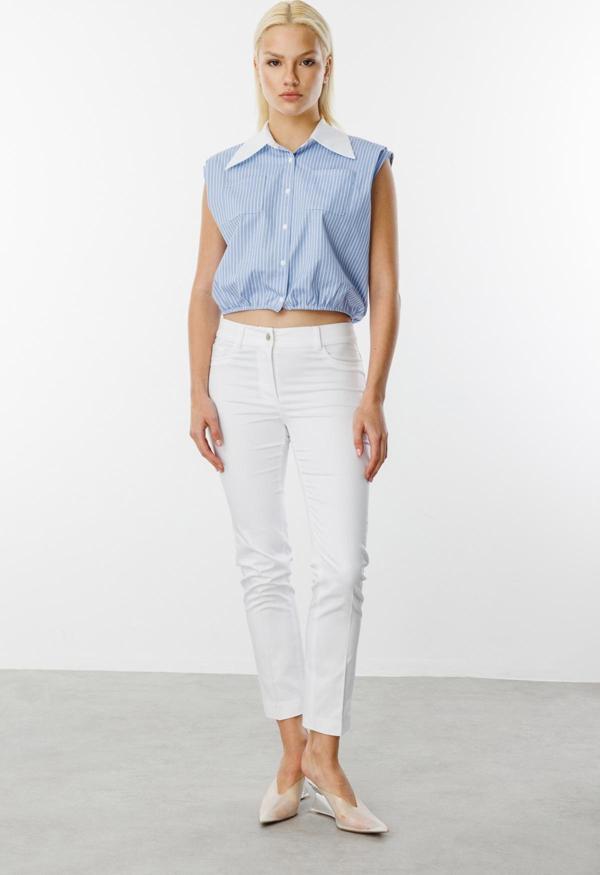 Ekol Kadın Köprülü Dar Paça Pantolon 2022 Ekru - Image 1