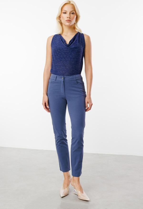 Ekol Kadın Beş Cep Dar Paça Kanvas Pantolon 2050 Indigo - Image 1