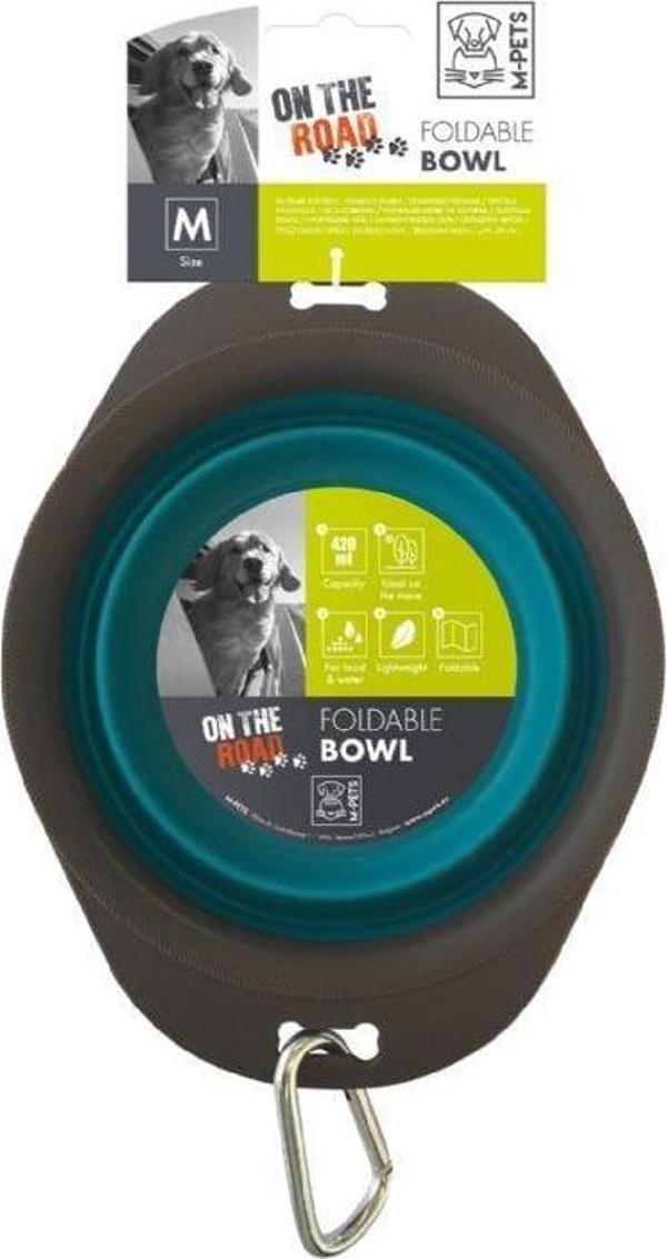 M-Pets On The Road Katlanabilen Mama Kabı (M) 720ml Turkuaz/Kahverengi - Image 1