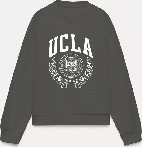 The Champ Clothing Ucla Yazı Baskılı Bisiklet Yaka İçi Polar Oversize Kesim Unisex Füme Sweatshirt - Image 1