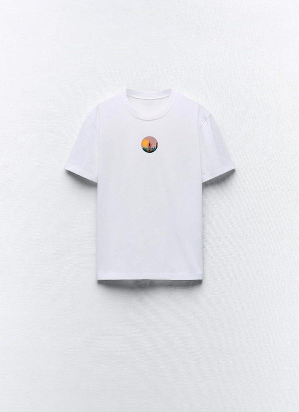 The Champ Clothing Yoga Art Manzara Tasarım Baskılı Beyaz Kadın T-Shirt - Image 1