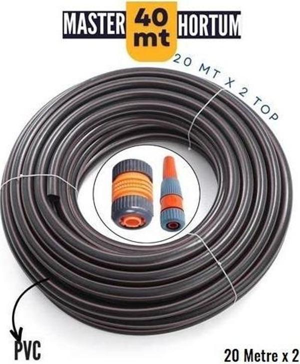 Zhltools 20 Mt + 20Metre PVC Bahçe ve Yıkama Hortumu Sulama Başlığı Hediyeli - Image 1