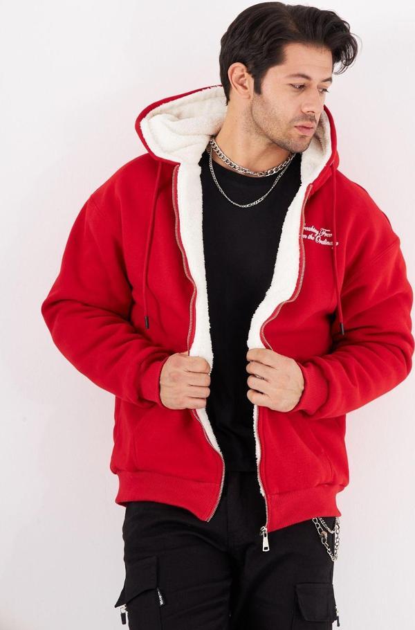 The Champ Clothing Breking Free From The Ordinary Yazılı Kanguru Cepli Kapüşonlu Bağcıklı Fermuar Kapamalı İçi Kürklü S - Image 1