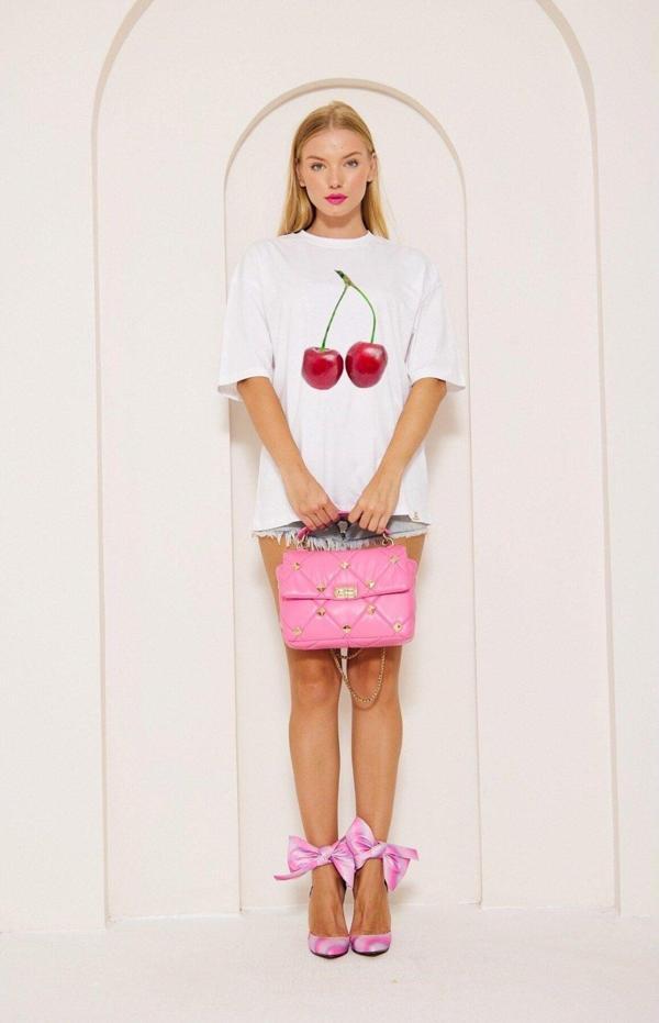 The Champ Clothing Kiraz Tasarım Baskılı Beyaz Kadın T-Shirt - Image 1