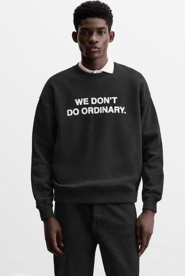 The Champ Clothing Siyah We Dont Do Ordinary. Yazılı Bisiklet Yaka Oversize Sweatshirt - Image 1