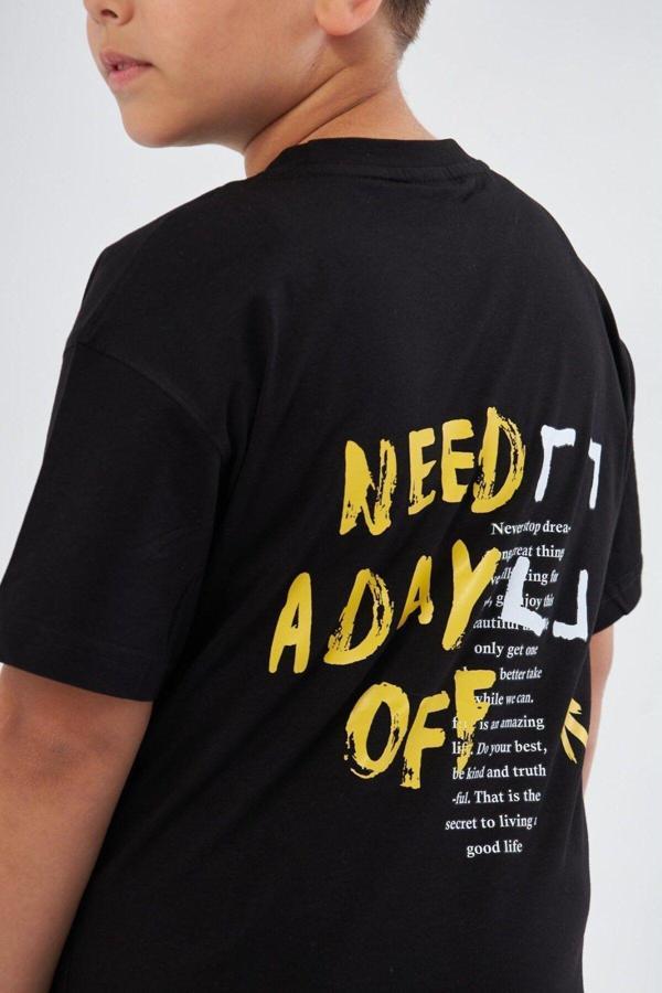 The Champ Clothing Great Day Coming Yazı Baskılı Siyah Çocuk T-Shirt - Image 1