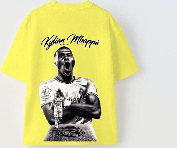 Gia-Art Euro 2024'Ün Genç Yıldızları Kylian Mbappe Baskılı Sarı Çocuk T-Shirt - Image 1