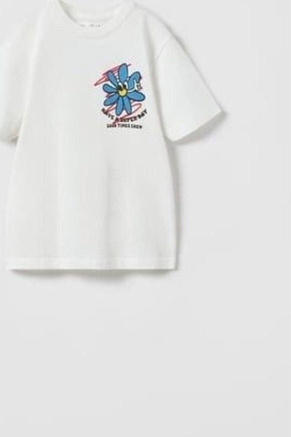 The Champ Clothing The Champ Have A Super Day Good Times Crew Yazılı Çiçek Tasarım Baskılı Beyaz Çocuk T-Shirt - Image 1