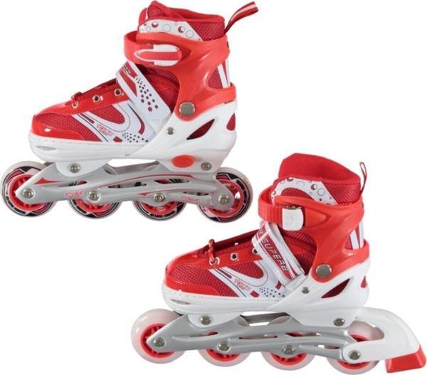 Asya Oyuncak Işıklı Kırmızı Ayarlanabilir 2+2 Metal Alıştırma Pateni - Image 1