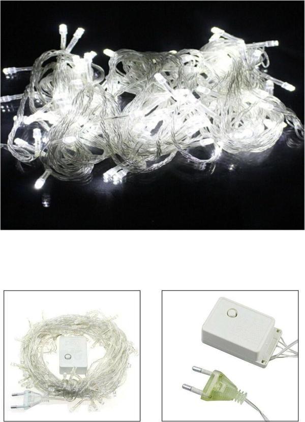 Toprockstore 8 Fonksiyonlu 100 Ledli 10 M Fişli Led Dekor Lambası Beyaz Renk Dekoratif Yılbaşı Ağacı Işığı Led - Image 1