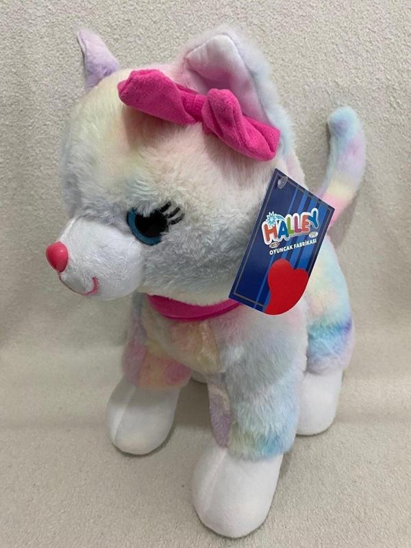 Halley Oyuncak 30 Cm Pembe Tokalı Kedi(Kedi Sesi Çıkaran) - Image 1