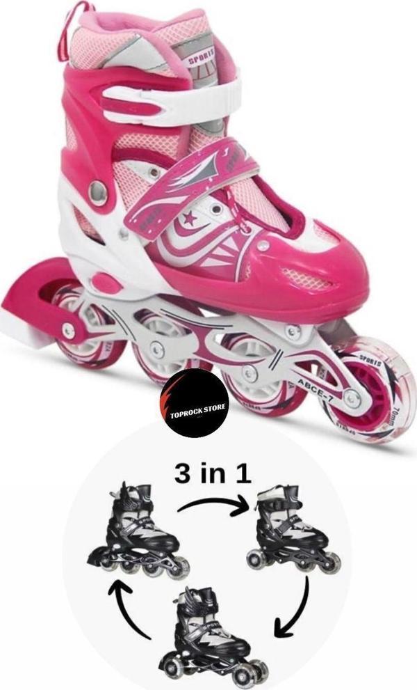 Toprockstore Işıklı Çocuk Pateni Silikon Ayarlanabilir Teker Metal Gövde Numaralı - Image 1