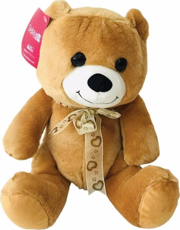 Selay Toys Peluş Göbekli Ayıcık 30 Cm Kahve Oyuncak - Image 1