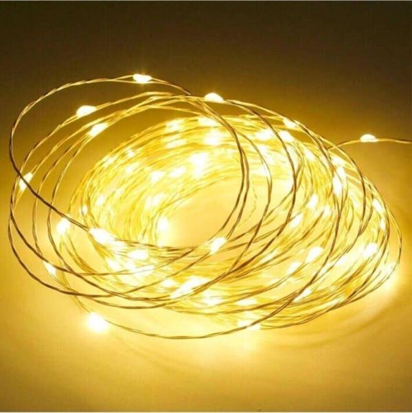 Toprockstore Günışığı/Sarı 100'Lü 10M Pilli Led Dekoratif Işık Zinciri Led - Image 1