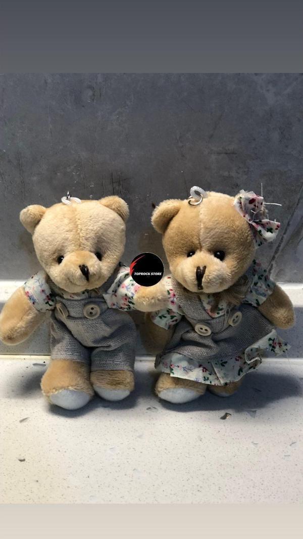 Toprockstore Sevimli Elbiseli Tulumlu Ayıcık Peluş Oyuncak Anahtarlık Uyku Arkadaşı Hediyelik 12 Cm Sevgiliye Eşe - Image 1