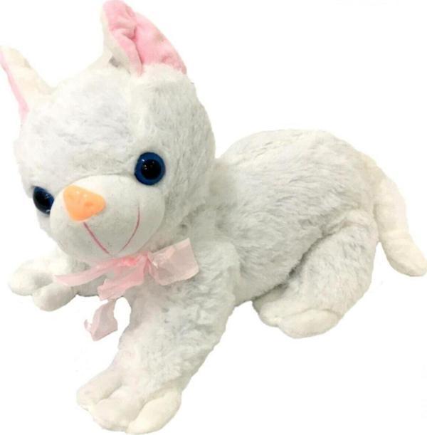 Toprockstore Sesli Beyaz Kedi Peluş 30 Cm. - Image 1