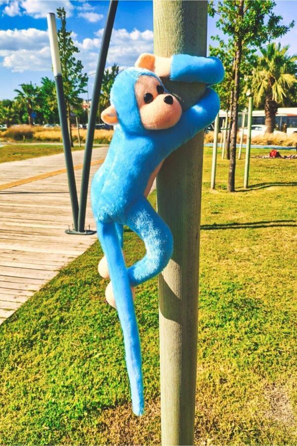 Toprockstore Sevimli Sarılan Sesli Maymun Mavi - Image 1