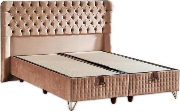 Elegance Lüks Baza ve Başlık Seti 150x200 cm Çift Kişilik Krem Babyface Kumaş Baza ve Başlık Takımı - Image 1