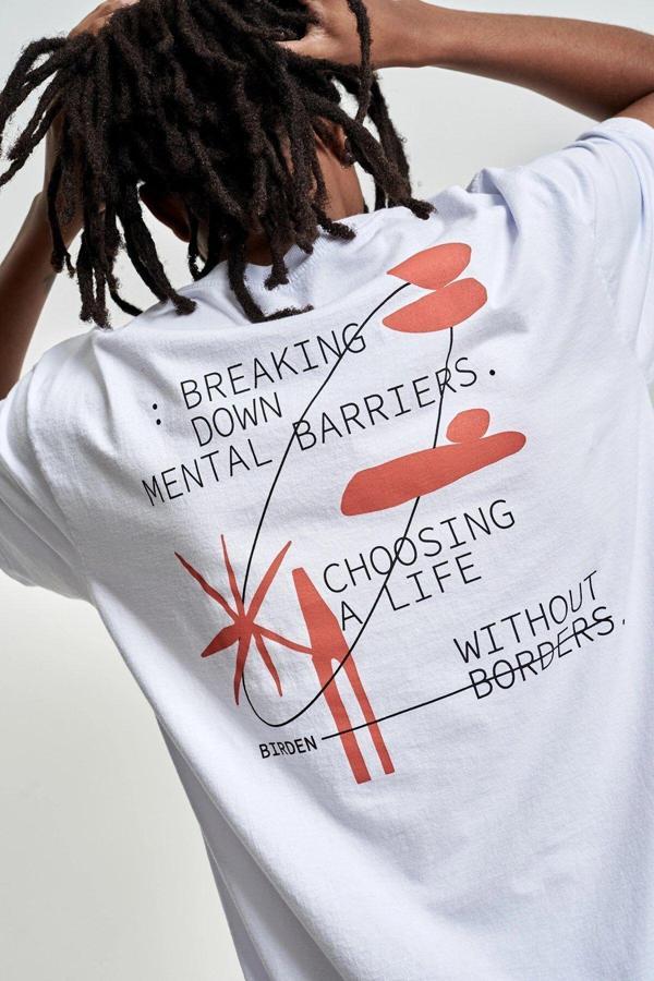 The Champ Clothing Bisiklet Yaka Breaking Down Baskılı Beyaz Oversize Erkek T-Shirt - Image 1