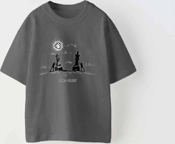 The Champ Clothing Busıness Stratecy Yazılı Yürüyen Satranç Tasarım Baskılı Füme Çocuk T-Shirt - Image 1
