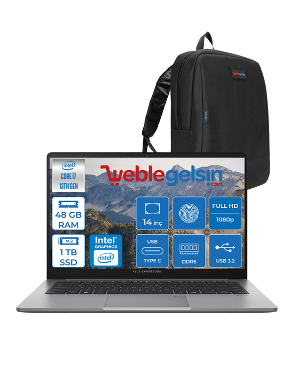 Asus Expertbook P1 P1403 Intel Core I7-13620H 48GB Ddr5 1tb SSD WINDOWS11PRO 14" Fhd Intel UHD Taşınabilir Bilgisayar EXP1403CVAI58512S0W28+ZETTAÇANTA - Image 1