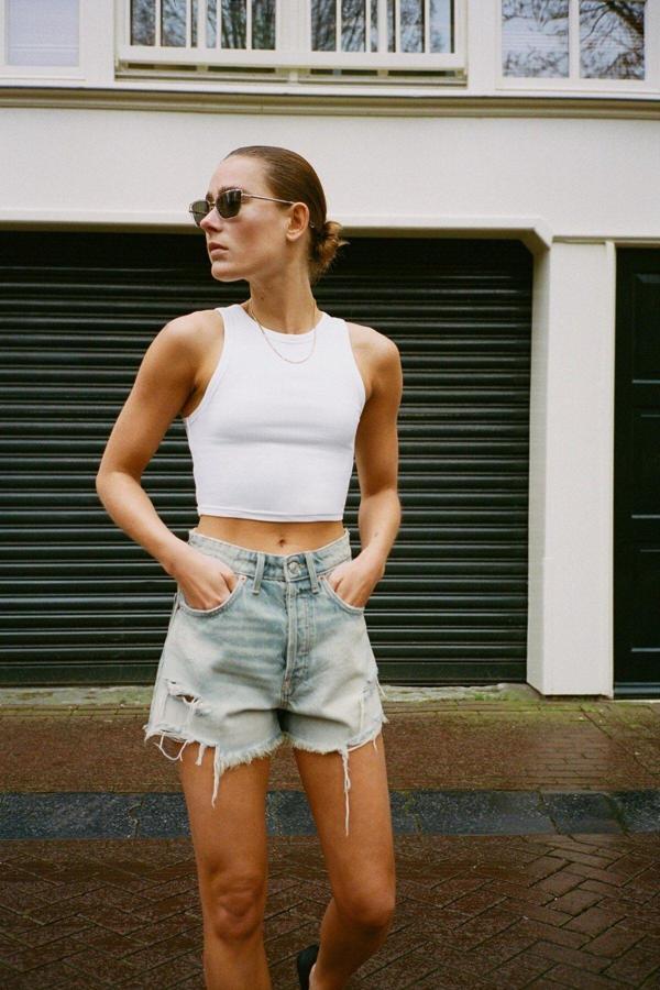 The Champ Clothing The Champ Halter Yaka Beyaz Kadın Crop Top - Image 1