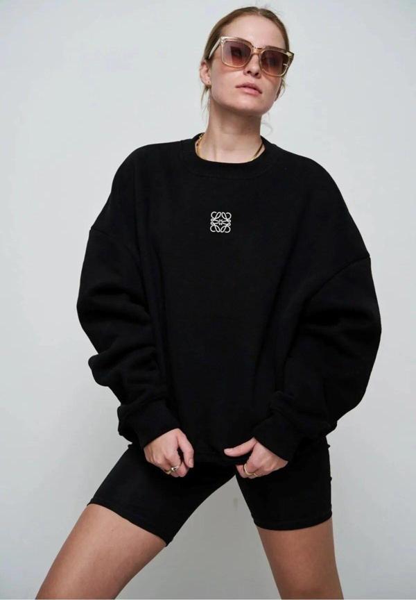 The Champ Clothing Siyah Unisex Yüksek Baskı Bisiklet Yaka Oversize Sweatshirt - Image 1